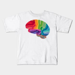 Embroidered Look - Rainbow Brain Kids T-Shirt